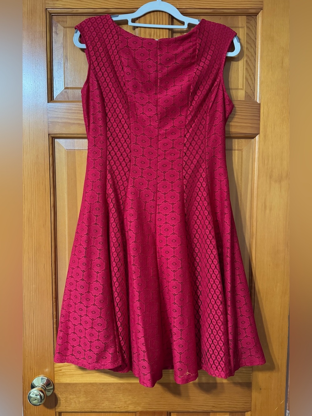 Danny & Nicole Red Textured Fit-and-Flare Dress